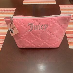 NWT Juicy Couture Pink Soft Cosmetic Makeup Bag W/Bottle